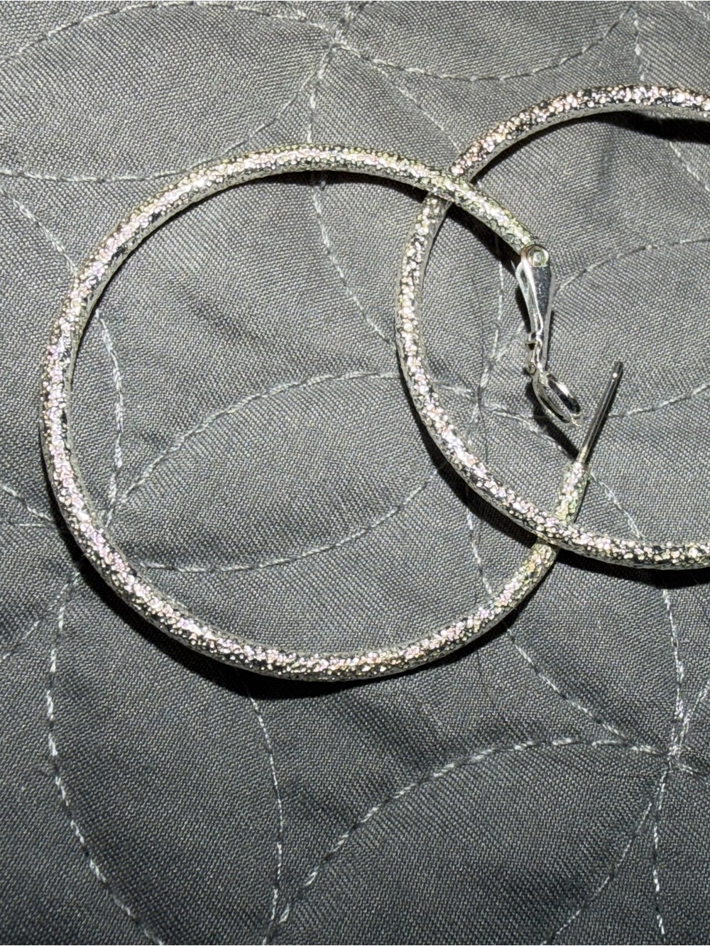 Grandmas Jewelry Gorgeous Silver Glitter Hoop Earrings - Women Jewelry